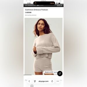 ALO Yoga Cashmere Embrace Pullover sold out Atelier collection - 100% cashmere